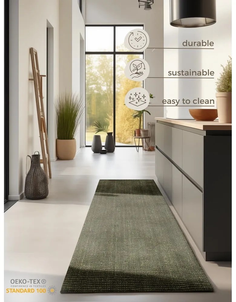 Passatoia color kaki in iuta 80x200 cm Bouclé – Hanse Home