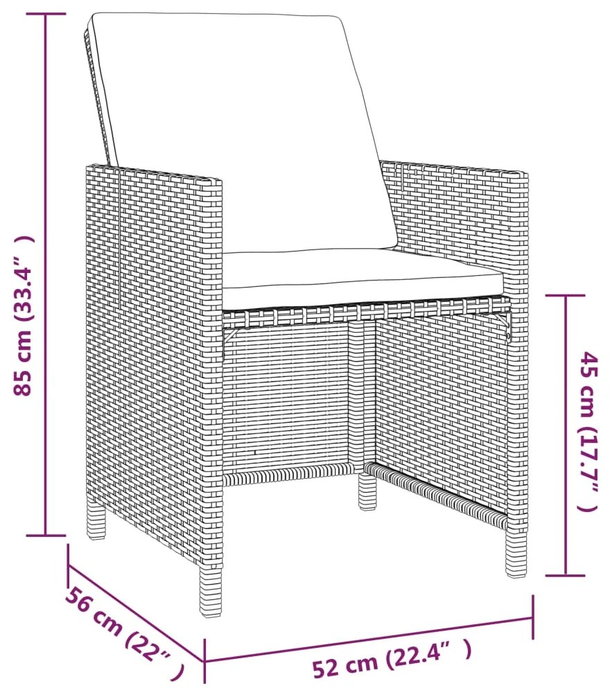 Set da Pranzo da Giardino 5 pz con Cuscini in Polyrattan Grigio