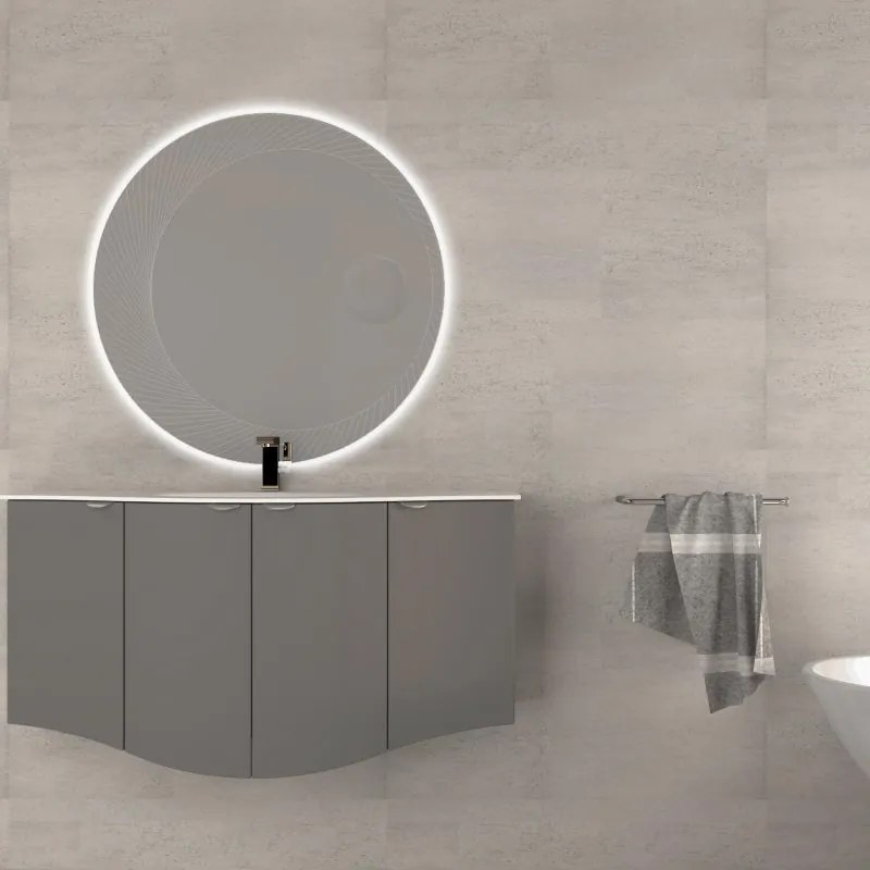 Mobile bagno sospeso con lavabo L 138 x H 70 x P 51 cm grigio nuvola per vasca centrale Onda