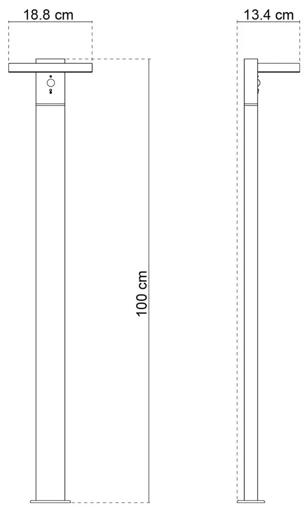 Paletto da giardino Solare Bianco 100cm con Sensore Mov. e Picchetto Colore Bianco Naturale 4.000K
