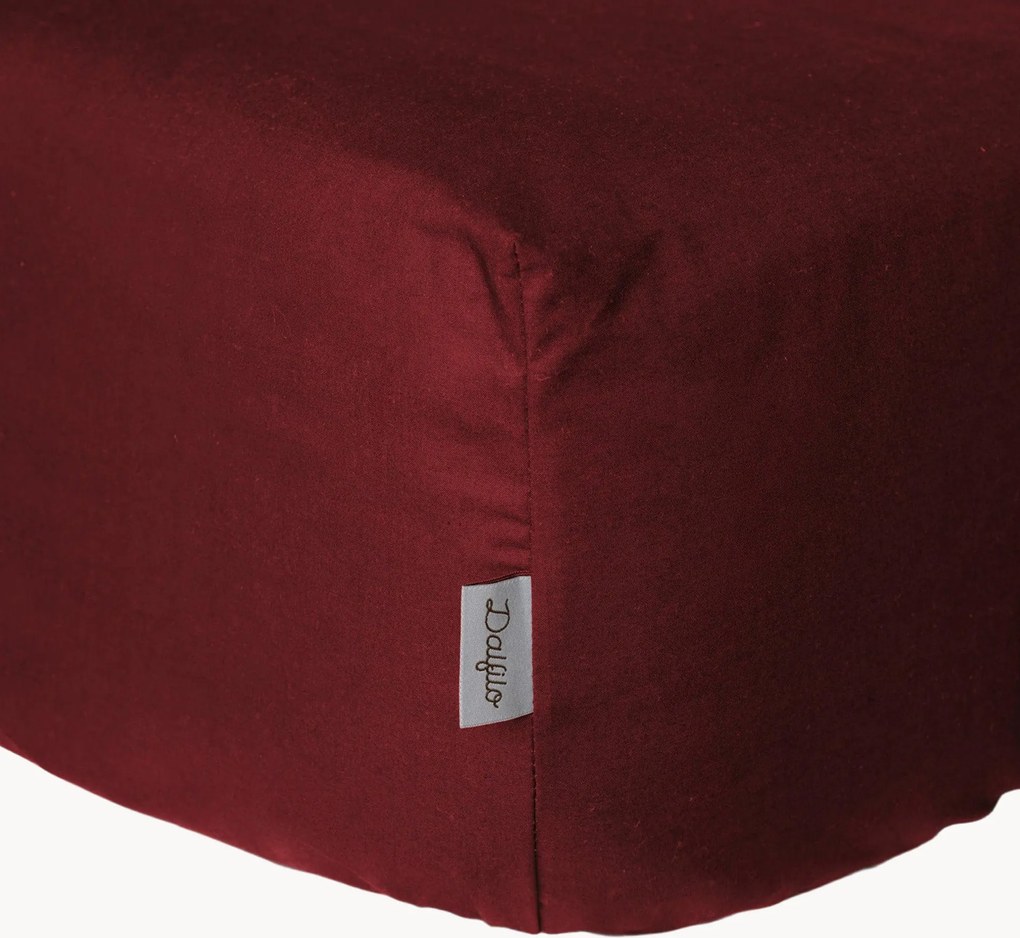 Lenzuolo con angoli boxspring in percalle di cotone Bordeaux