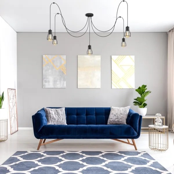 Lampadario a sospensione con filo TUBE 5xE27/15W/230V ragno nero