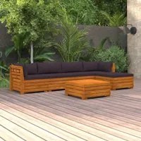 Set Divani da Giardino 6 pz con Cuscini in Massello di Acacia cod mxl 39345