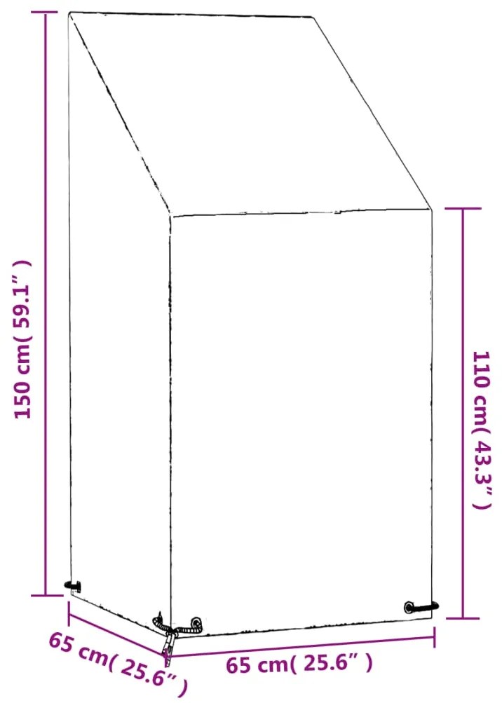 Copri Sedia da Giardino 8 Occhielli 65x65x110/150cm Polietilene