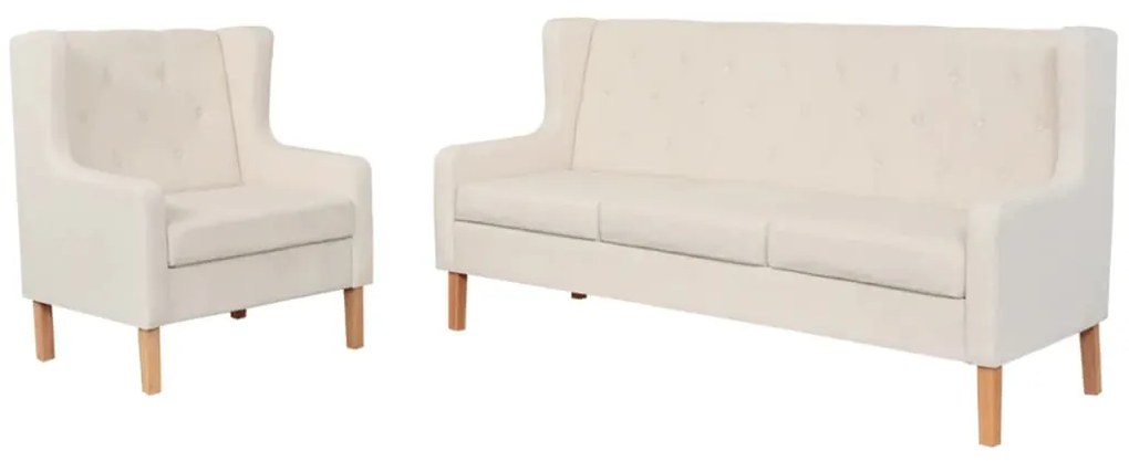 Set Divani 2 Pz İn Tessuto Bianco Crema /
