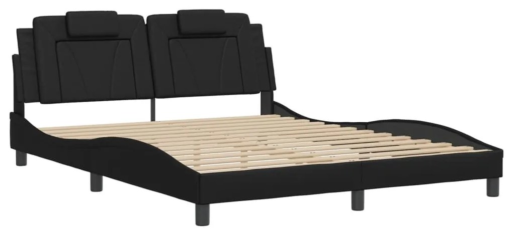 Giroletto con luci led nero 160x200 cm in similpelle