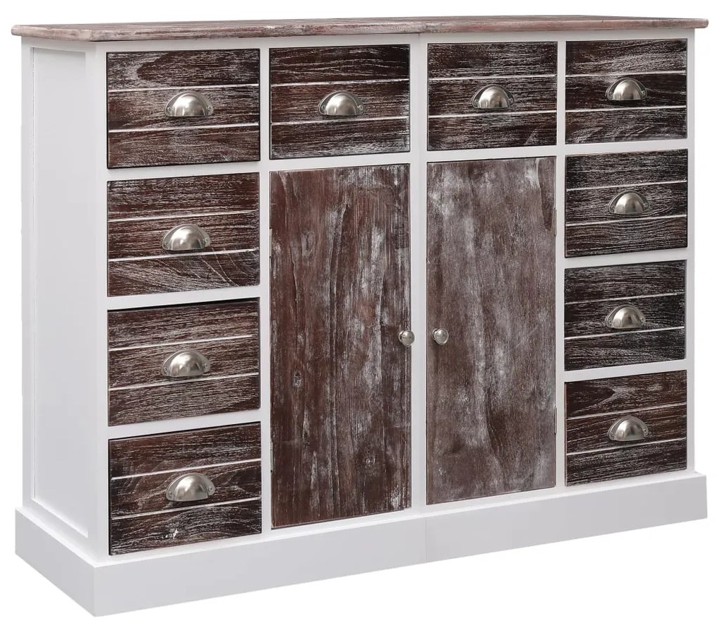 Credenza con 10 Cassetti Marrone 113x30x79 cm in Legno