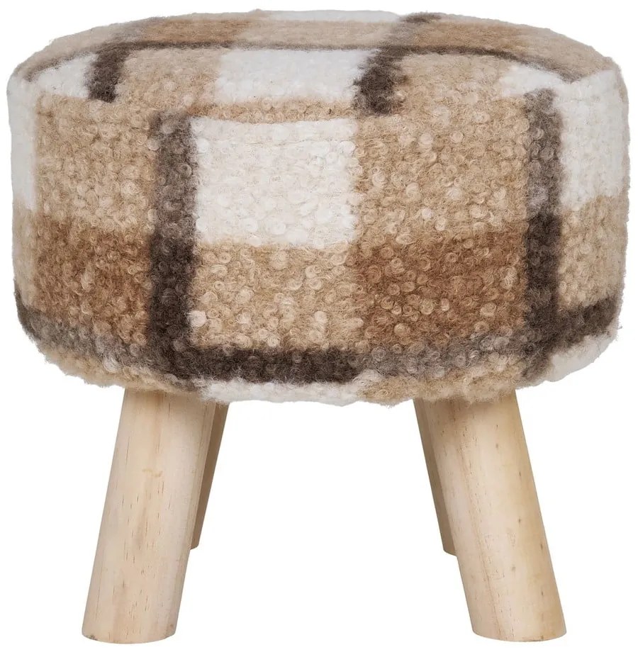 Pouf in bouclé bianco e marrone Aberdeen - House Nordic