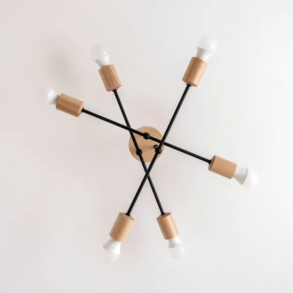 Lampadario a plafone CAMBRIDGE 6xE27/15W/230V in pino