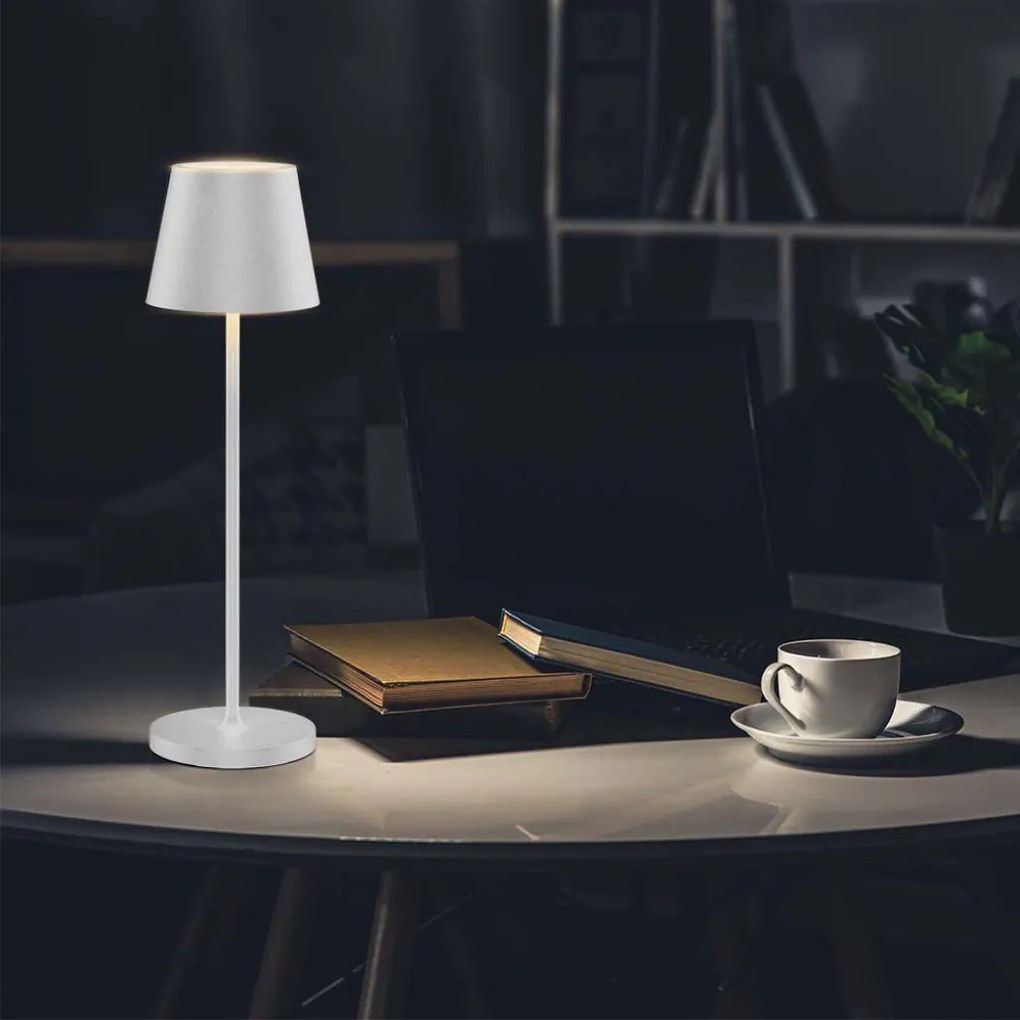 Lampada LED da Tavolo 15W Bianca con Dimmer Touch e Ricarica Wireless