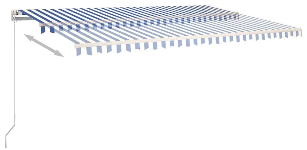 Tenda da Sole Retrattile Automatica con Pali 5x3,5 m Blu Bianca