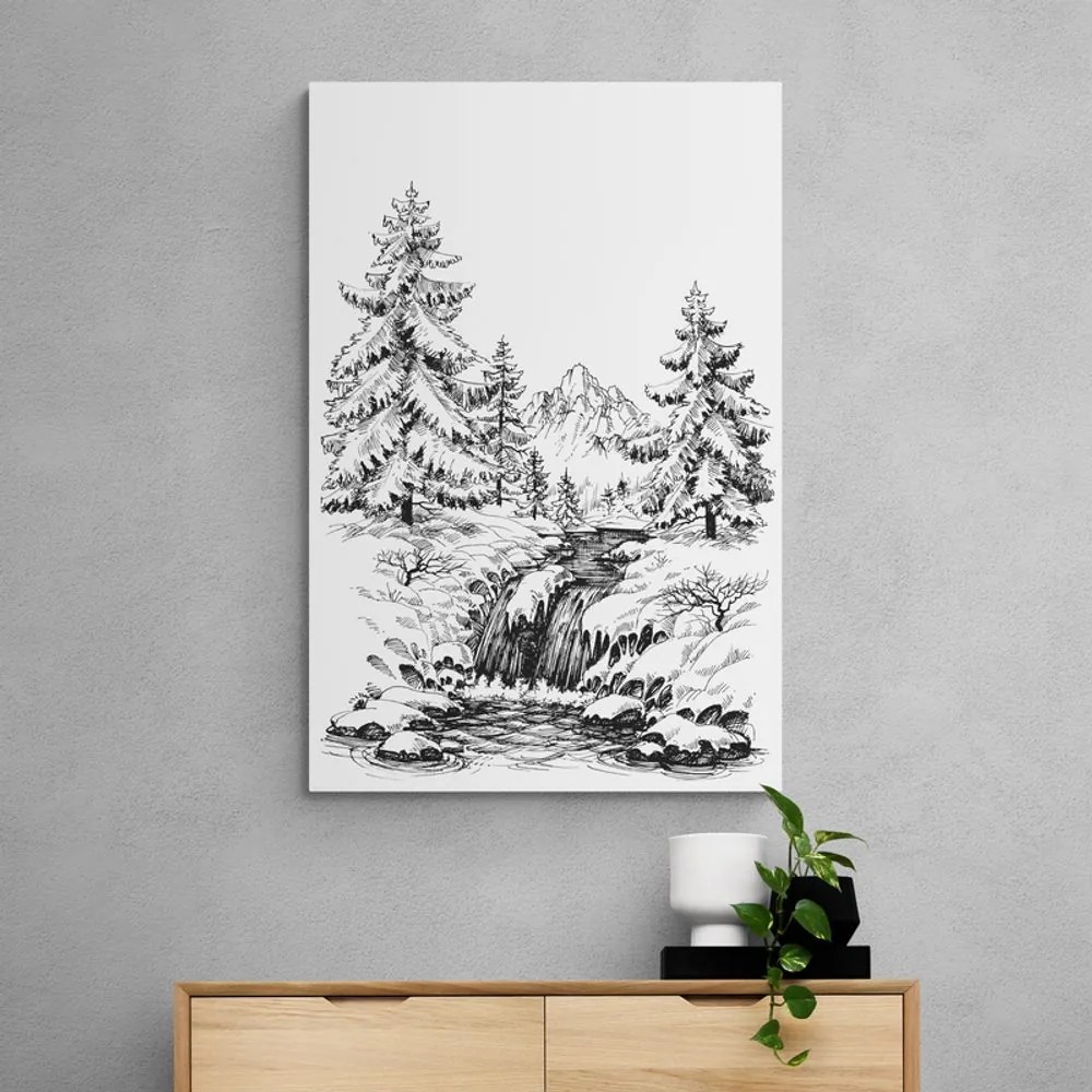 Quadro su tela – Paesaggio fiabesco in bianco e nero