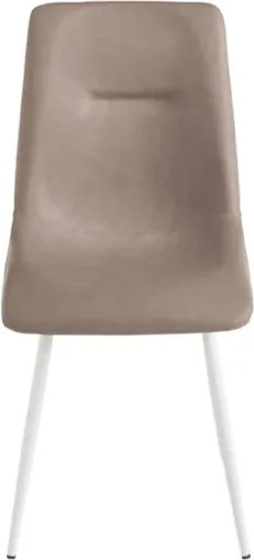 Sedia in ecopelle Tortora con gambe in metallo Bianco - LILY 2 sedie