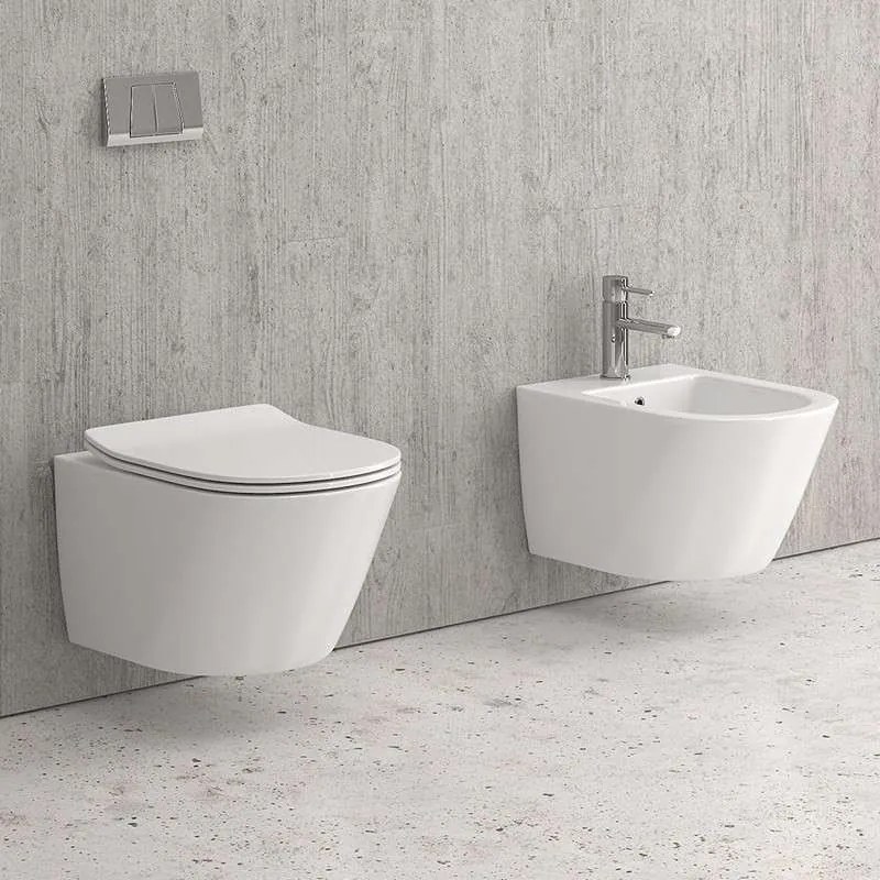 Kamalu - wc sospeso senza brida sedile soft-close | klea-s