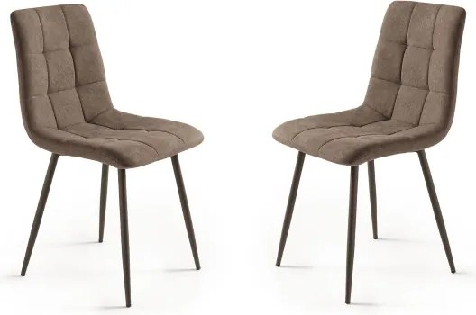 Sedia da pranzo in tessuto e gambe metallo Marrone - KATERINE 2 sedie