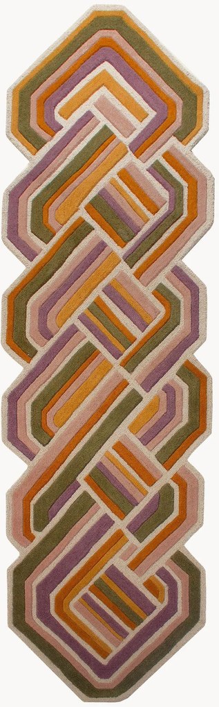 Passatoia in lana fatta a mano con motivo in rilievo Lattice Shaped