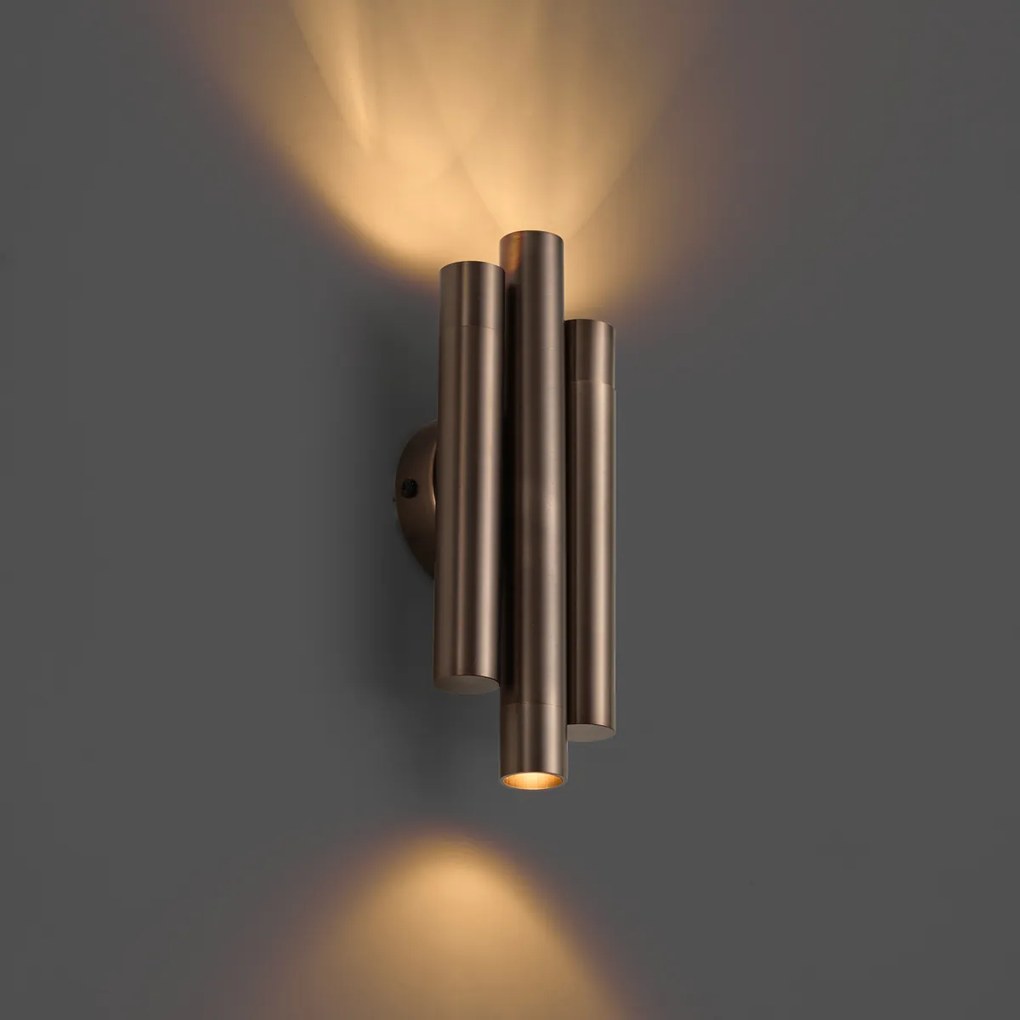 Moderne wandlamp donker brons 3-lichts - Pipes