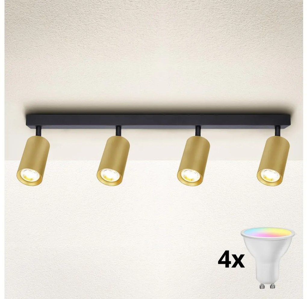 Brilagi - Faretto LED dimmerabile SELE GOLDEN 4xGU10/6,5W/230V nero/oro