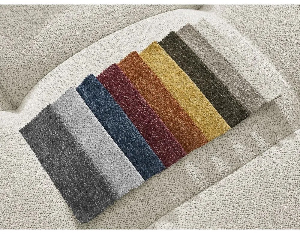 Divano angolare bianco allungabile/con contenitore (con penisola a sinistra/con chaise lounge) con rivestimento in ciniglia Roxelane – Bobochic Paris