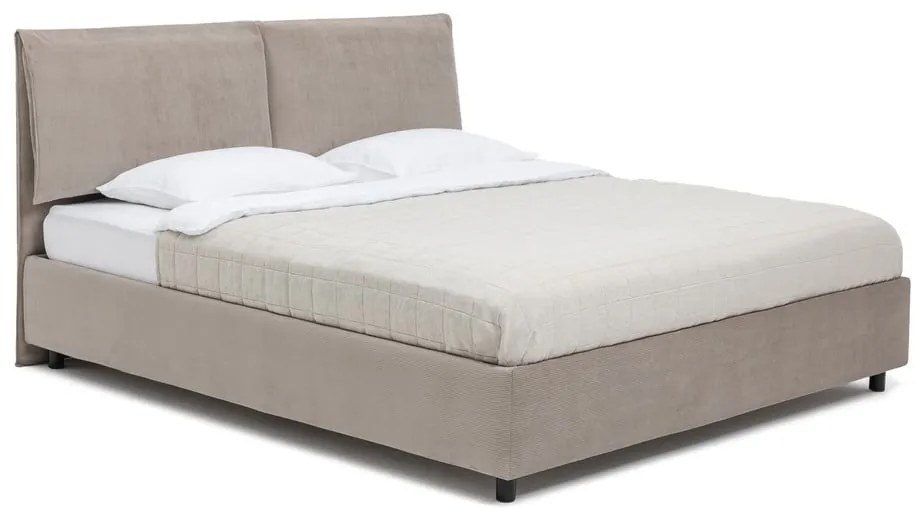 Letto matrimoniale imbottito grigio tortora con contenitore e rete inclusi 180x200 cm Myra Pillow – Bonami Selection