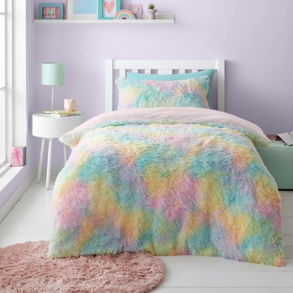 Set copripiumino e federa da bambini in micropile per letto matrimoniale e per letto esteso 230x220 cm Rainbow Cuddly – Catherine Lansfield