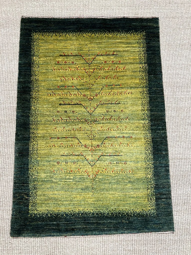 Loribaft Tappeto 60 x 100 Verde (Iran) Annodato A Mano