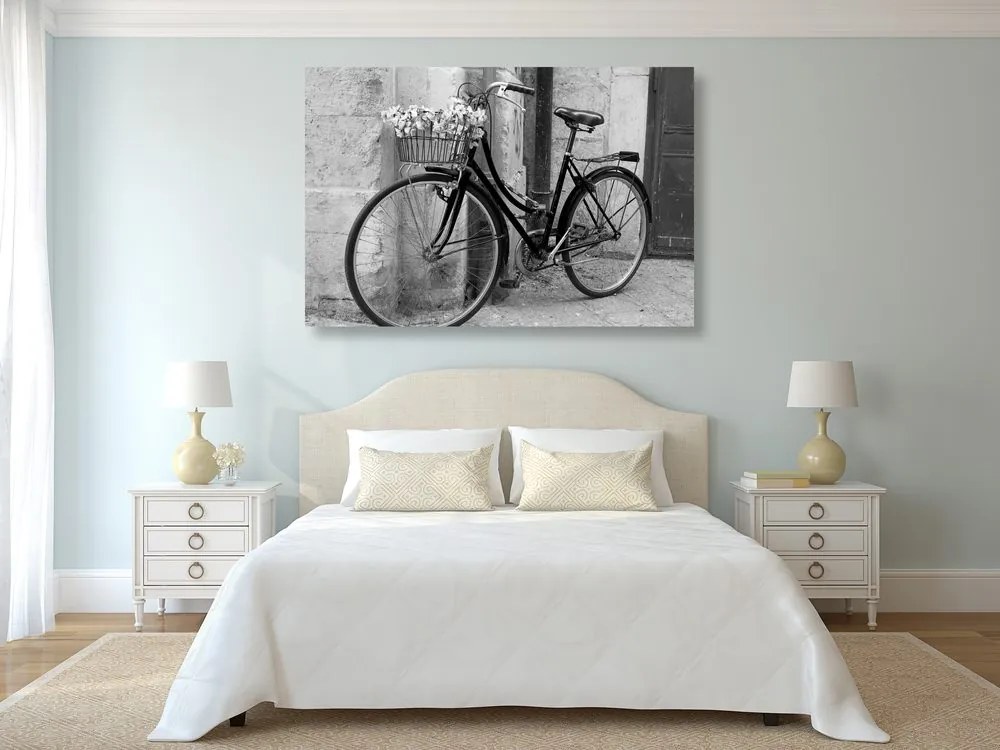 Quadro su tela – Bicicletta rustica in bianco e nero