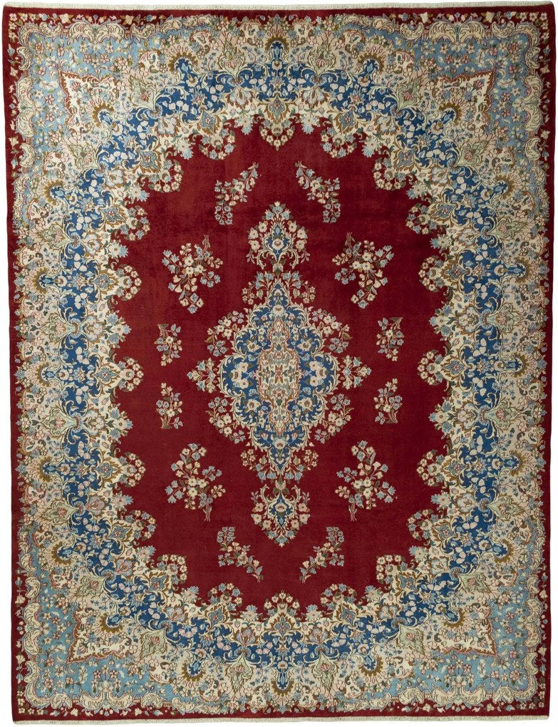 Kerman Tappeto 360x280 Rosso (Iran) Annodato A Mano