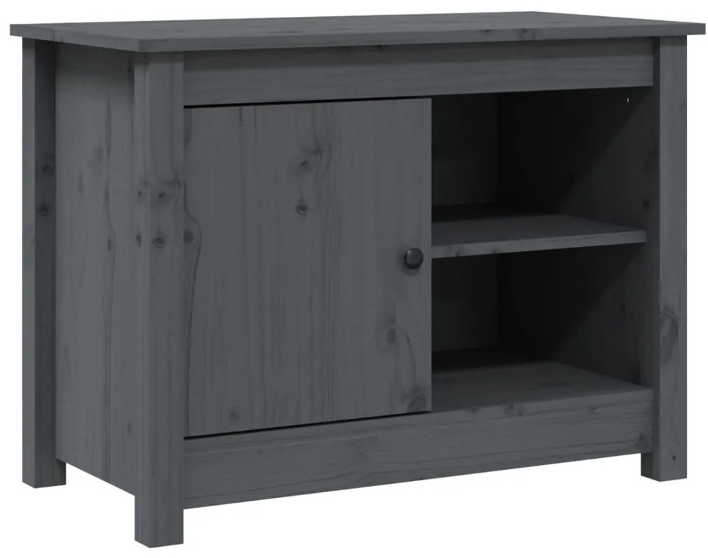 Mobile porta tv grigio 70x36,5x52 cm in legno massello di pino