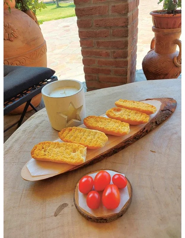 Set di 2 taglieri ASCHIERI DE PIETRI con corteccia ovale in legno giallo 55 x  cm