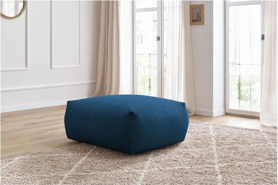 Poggiapiedi in blu scuro con rivestimento in velluto a coste Voltaire – Bobochic Paris