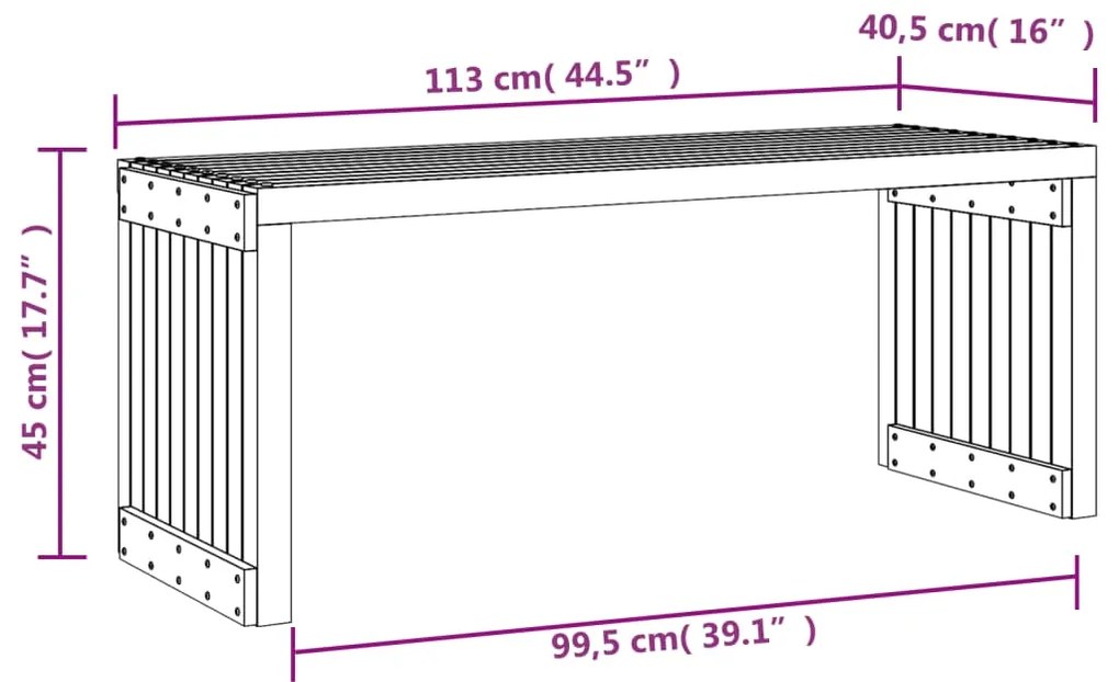 Panca da Giardino Estensibile 212,5x40,5x45 cm Pino Impregnato