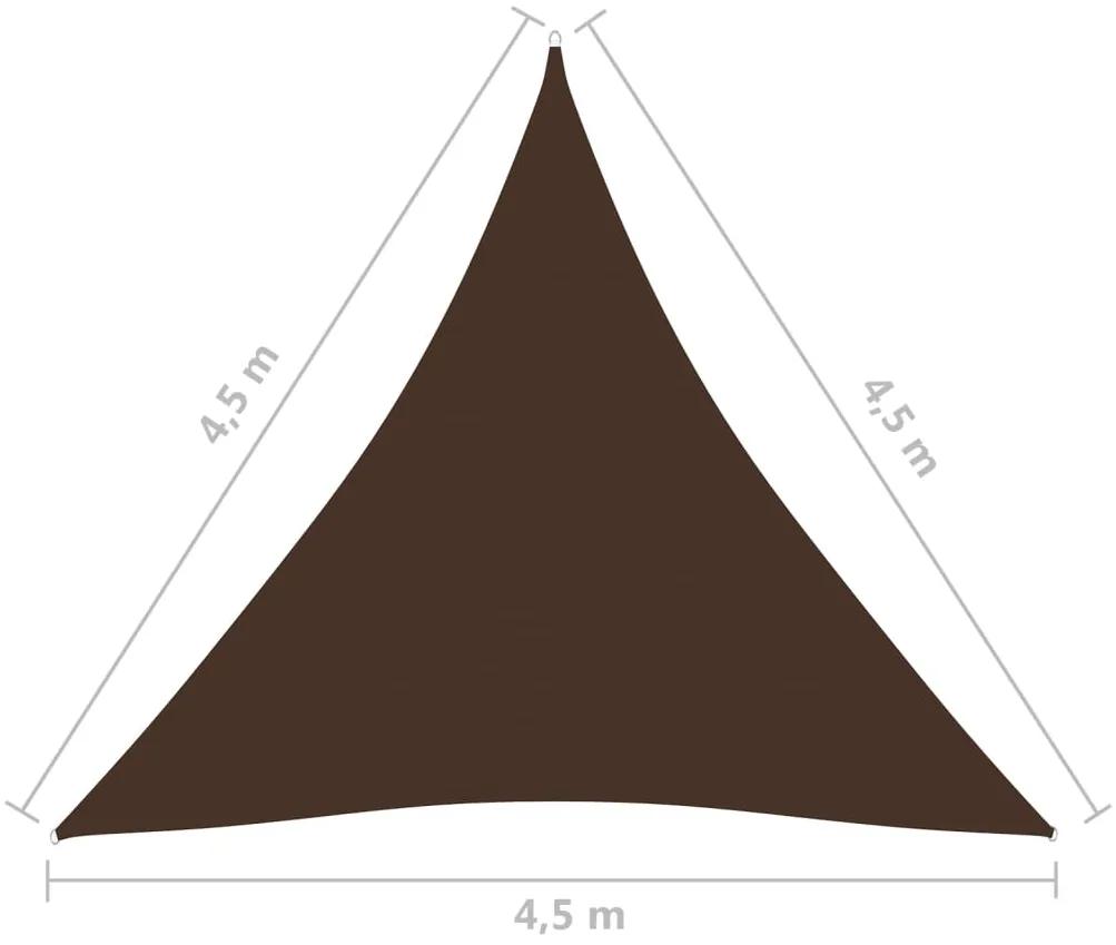 Parasole a Vela Oxford Triangolare 4,5x4,5x4,5 m Marrone