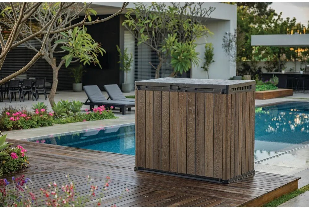 Contenitore da giardino marrone scuro in plastica Deco – Keter