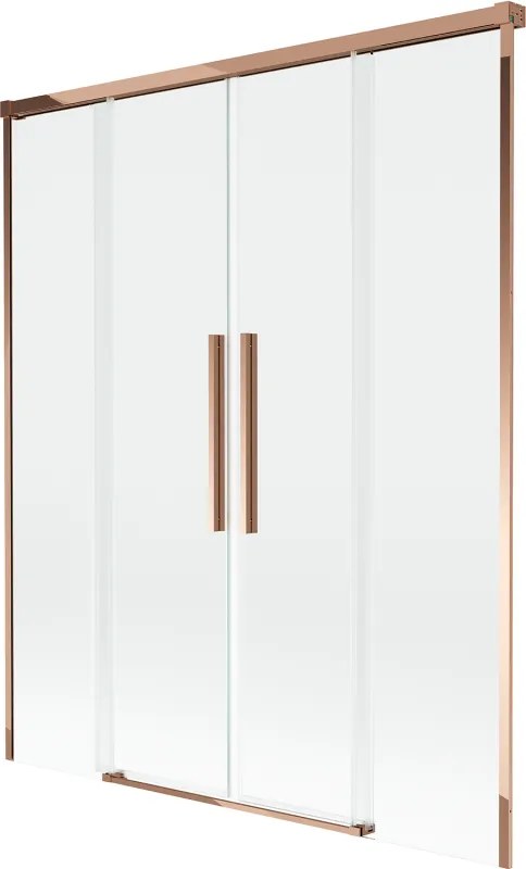 Mexen Rox paratia vasca da bagno a 2 ante scorrevole 160 x 150 cm, trasparente, oro rosa - 8C9-160-002-60-00