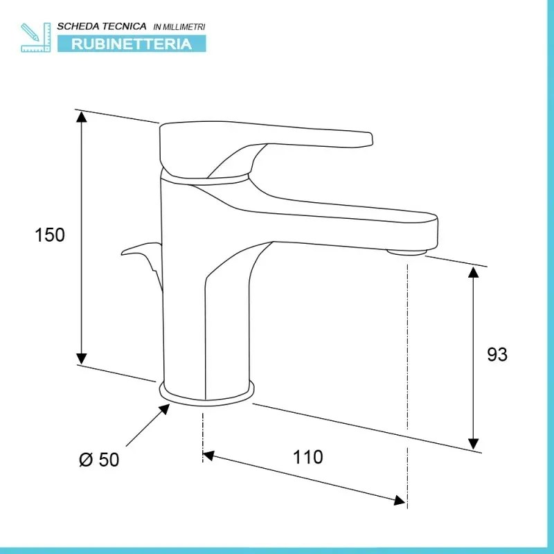 Rubinetto lavabo in ottone cromato di Rubinetterie Mariani Linea Surf