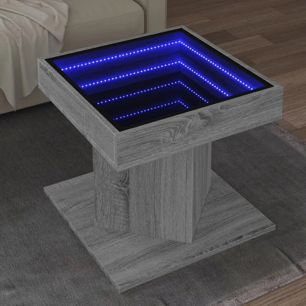 Tavolino Salotto Con Led Grigio Sonoma 50x50x45 Cm Multistrato /