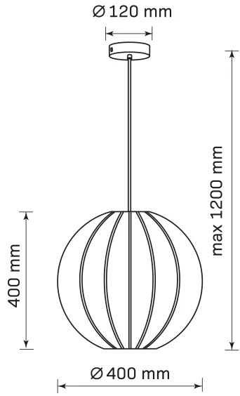 Lampadario a sospensione con filo SENSAI 1xE27/20W/230V diametro 40 cm nero