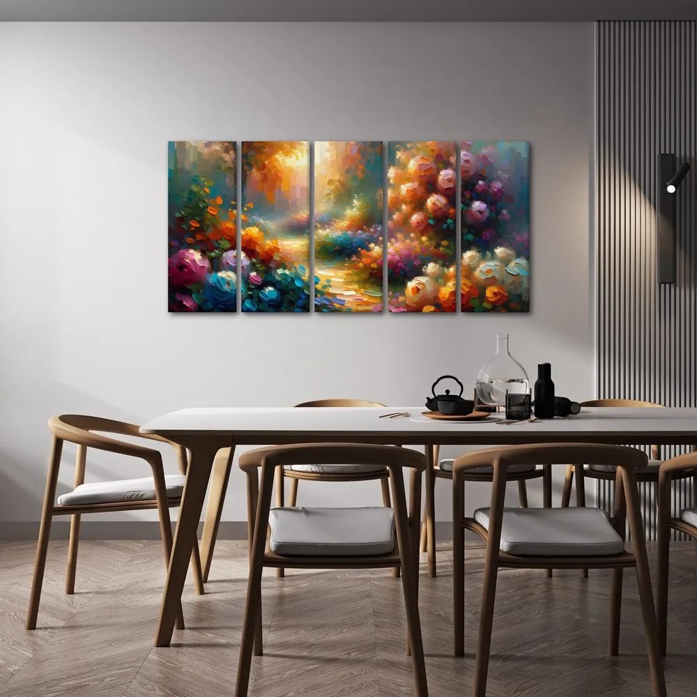 Quadri 5 pezzi – Sentiero solare nel giardino