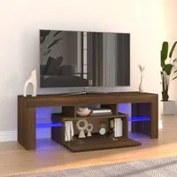 Mobile Porta TV con Luci LED Rovere Marrone 120x35x40 cm 815668