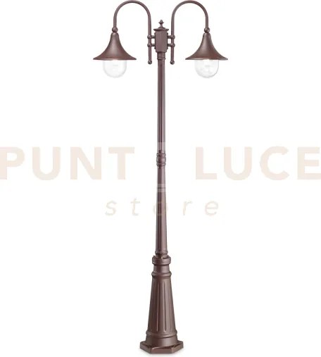 Cima palo da giardino ip43 2 luci attacco e27 alluminio coffee h.216cm