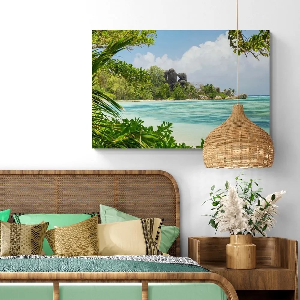 Quadro su tela – Spiaggia meravigliosa sull'isola di La Digue