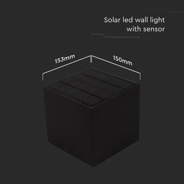 Lampada solare da parete LED con sensore 9W 3,7V 3000-5000K IP65 nera