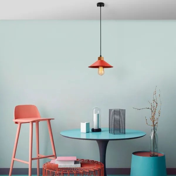 Lampadario a sospensione MANAVGAT con cavo 1xE27/40W/230V rosso/marrone