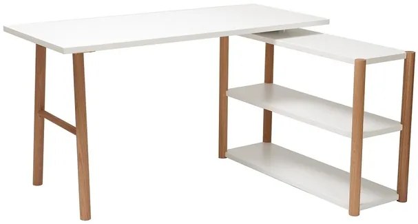 Scrivania girevole design scandinavo bianco e quercia GILDA