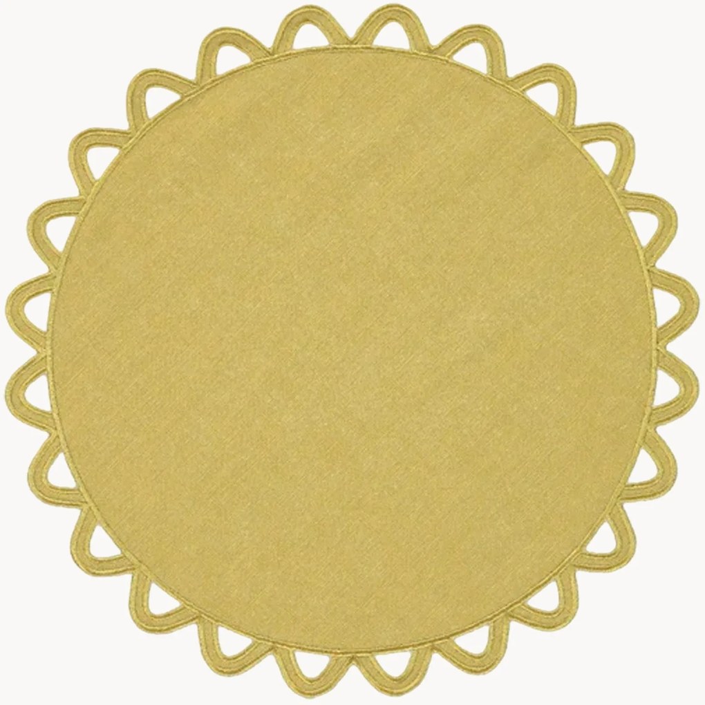 Tovaglietta rotonda con bordo ricamato Halo