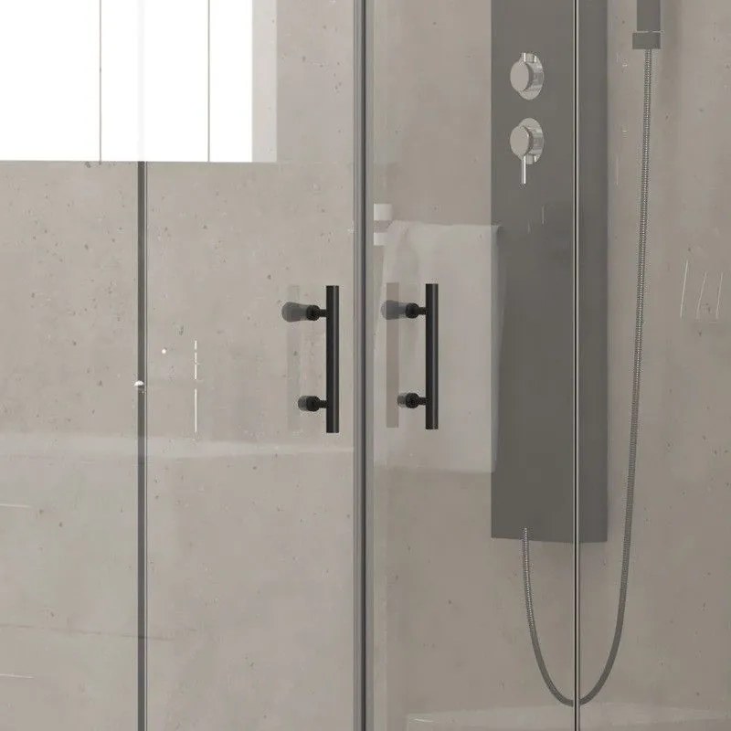 Kamalu - Nicchia doccia 150cm doppio scorrevole colore nero KFN6000