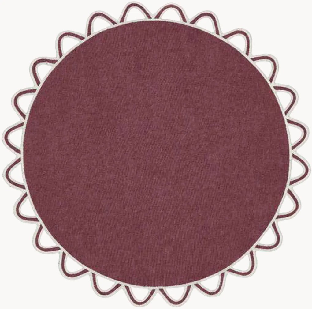 Tovaglietta rotonda con bordo ricamato Halo