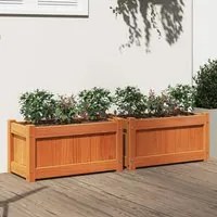 Fioriere da Giardino 2pz Marrone Cera Legno Massello di Pino 837444