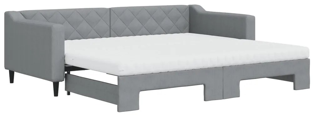 Divano letto estraibile materassi grigio chiaro 90x200 tessuto